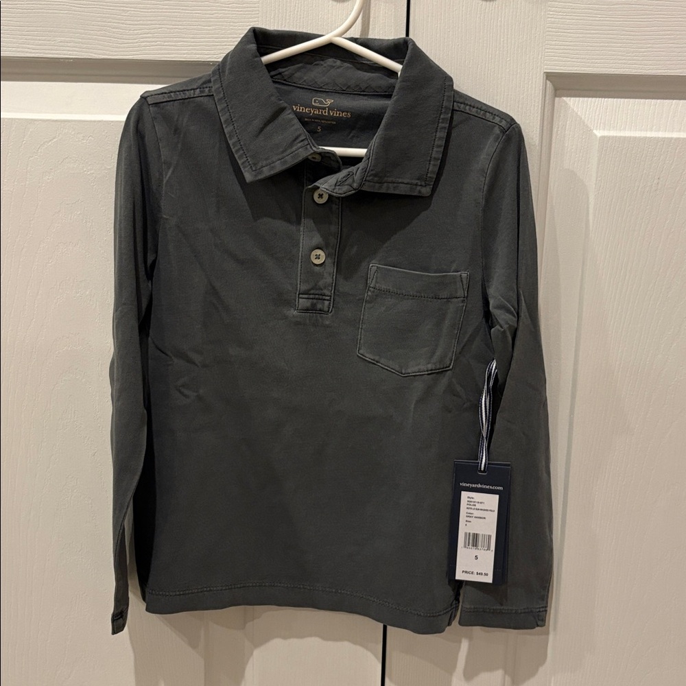 NWT Vineyard Vines Charcoal Long Sleeve Polo